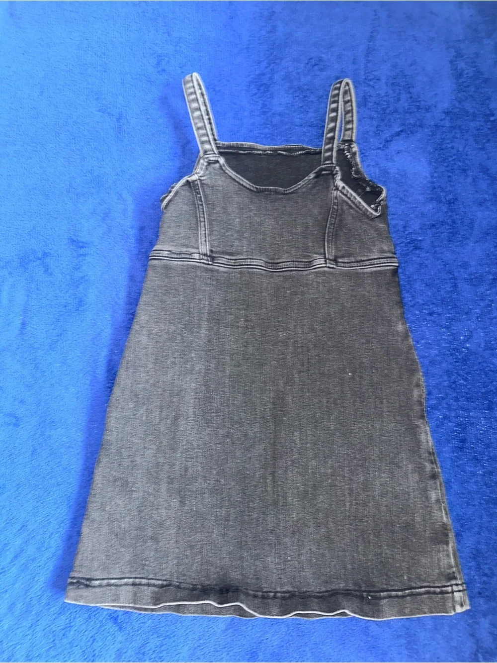 Abercrombie & Fitch Girls Denim Tank Top Dress Black Acid Wash Size 7/8 Pinafore
